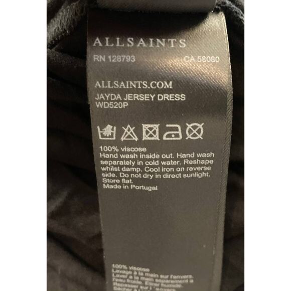 AllSaints Jayda Jersey Front Wrap Sleeveless Mini Dress Size Small in Black NWT - Picture 7 of 7